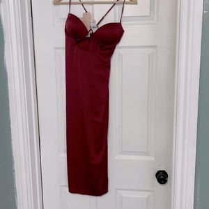 Satin cut out midi dress